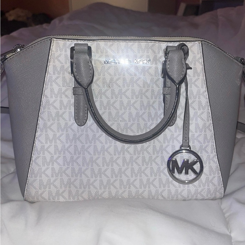 Michael Kors Two-Tone Satchel in Gray and White